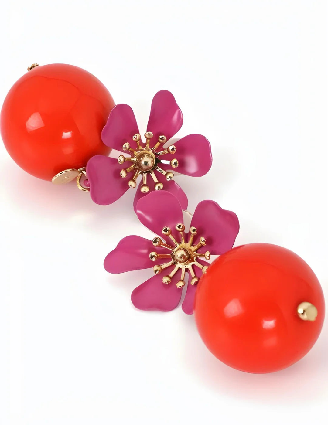 Pendientes Lola Casademunt Flor Lacada Rosa | Bicos de Fío