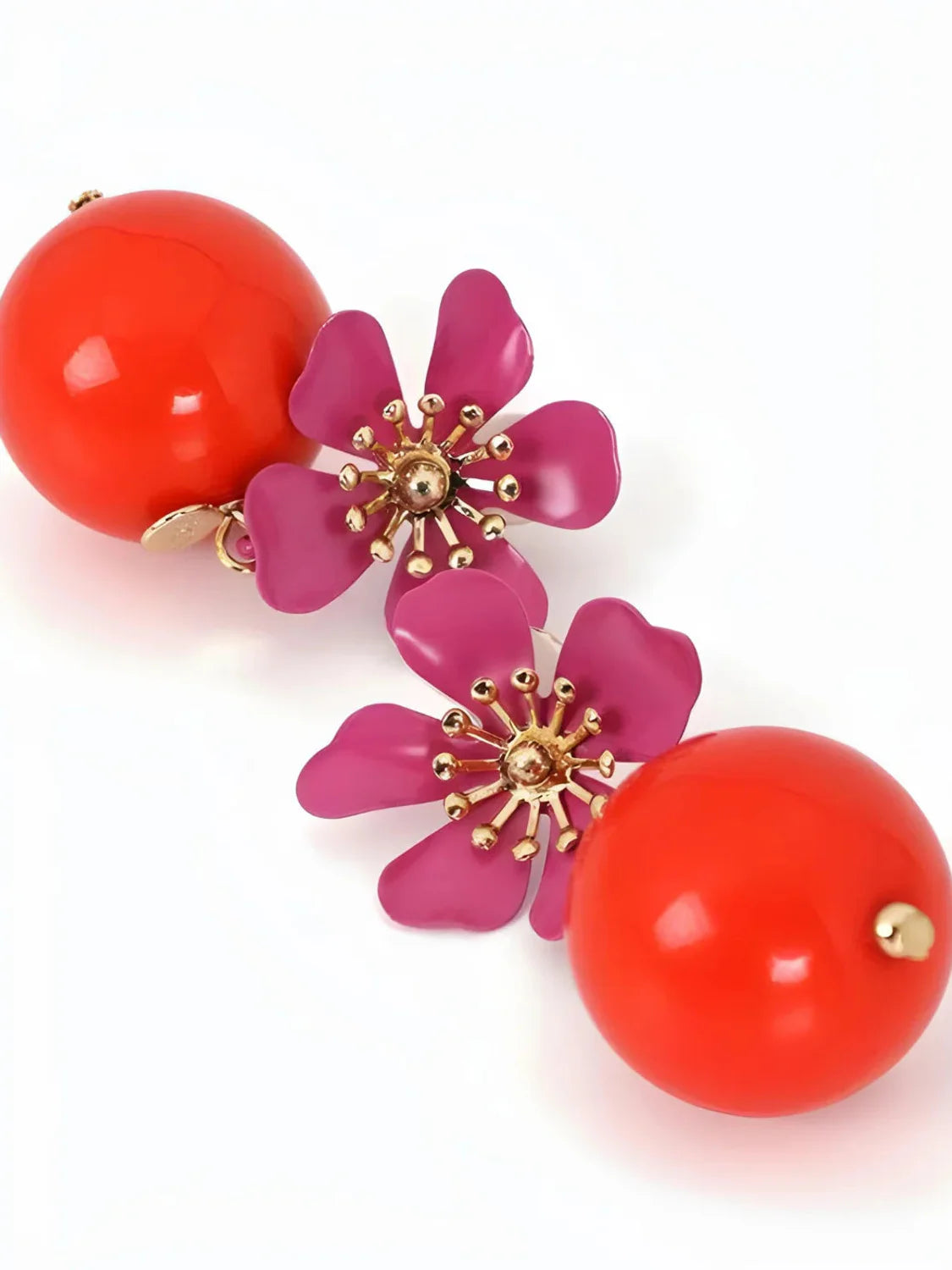 Pendientes Lola Casademunt Flor Lacada Rosa | Bicos de Fío