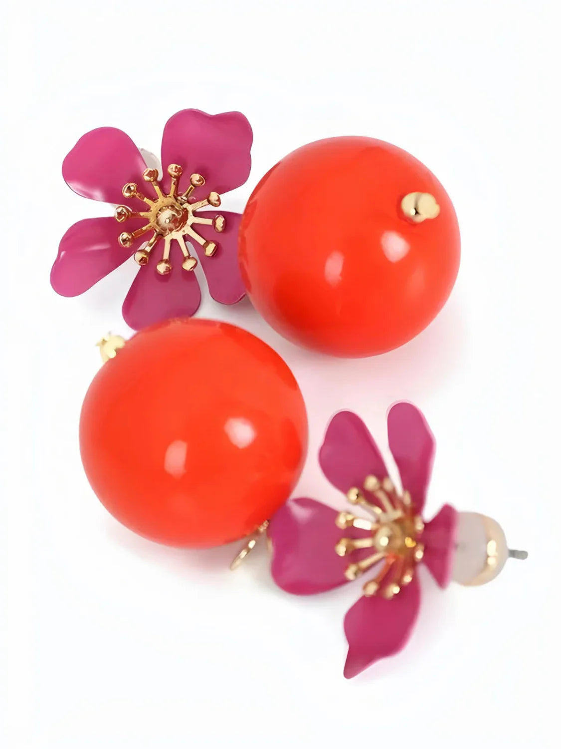 Pendientes Lola Casademunt Flor Lacada Rosa | Bicos de Fío