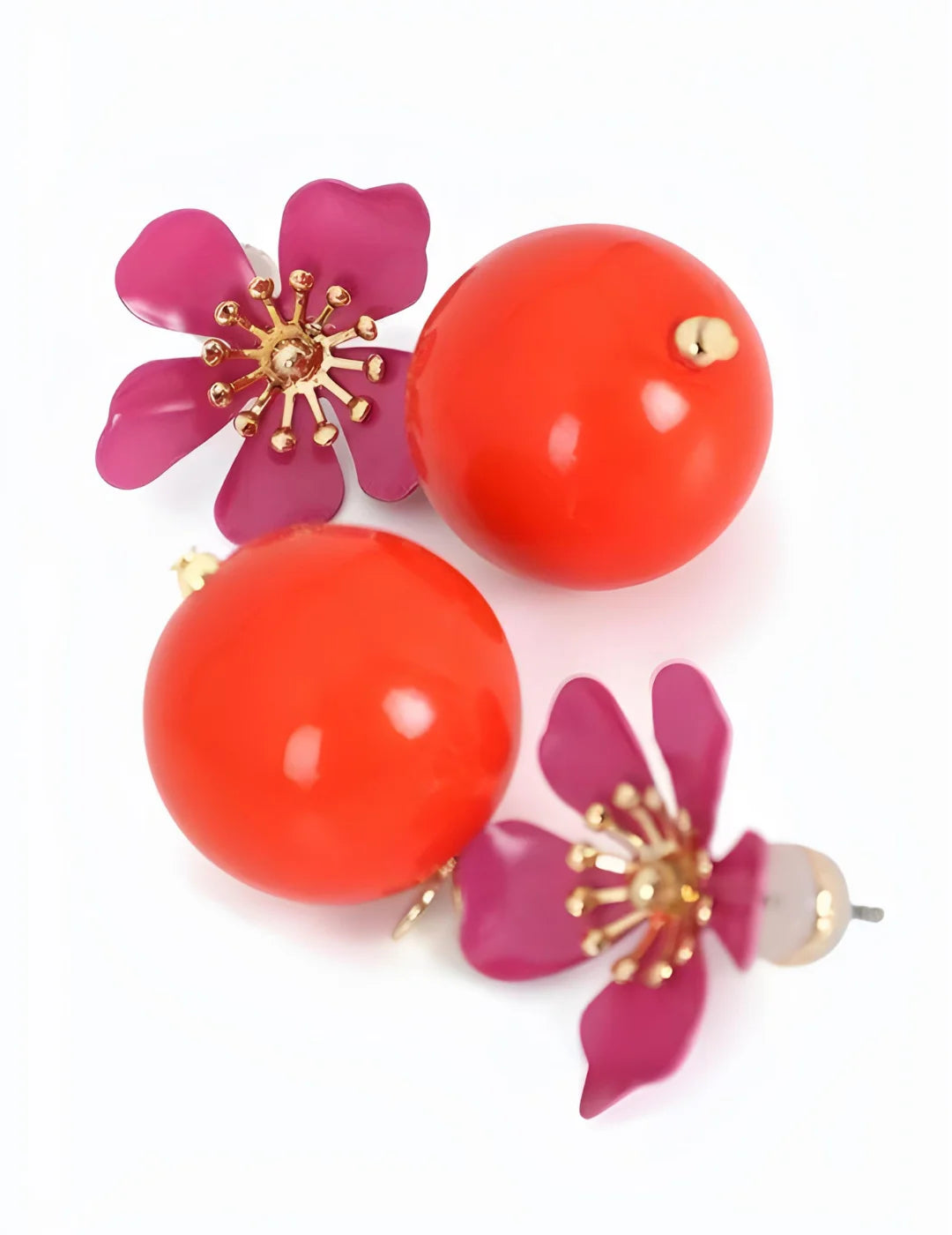 Pendientes Lola Casademunt Flor Lacada Rosa | Bicos de Fío