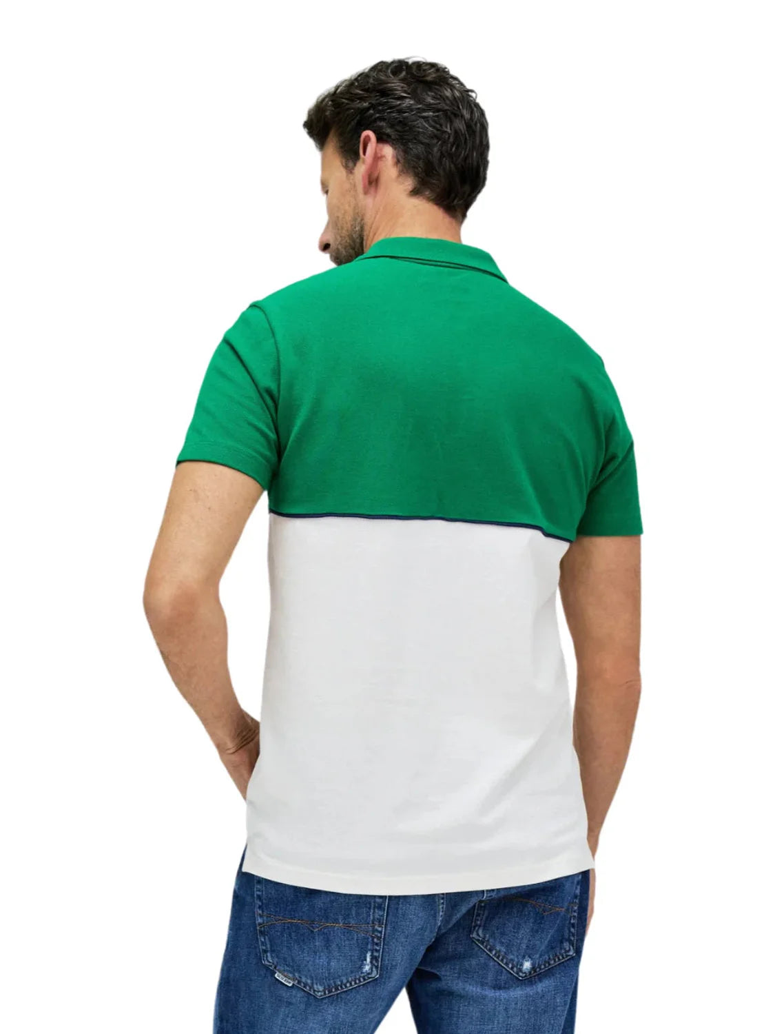 Polo Color Block Salsa Jeans Verde | Bicos de Fío