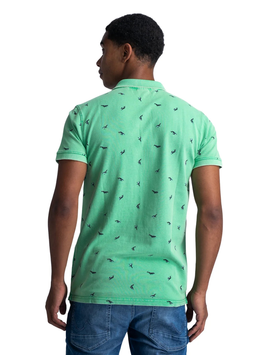 Polo Petrol Industries Print All-Over Peces Verde | Bicos de Fío