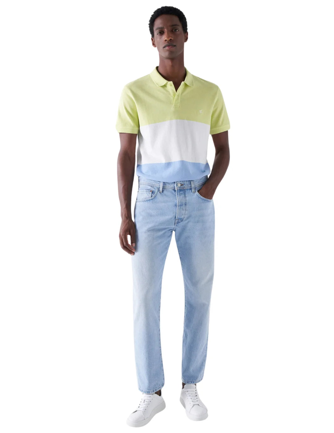 Polo Tricolor Salsa Jeans Verde Lima | Bicos de Fío