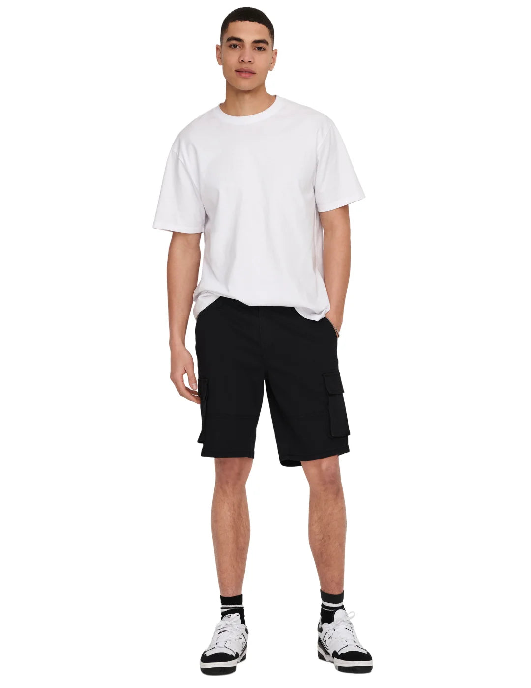 Short Cargo ONLY&SONS Cam Stage 6689 Negro | Bicos de Fío