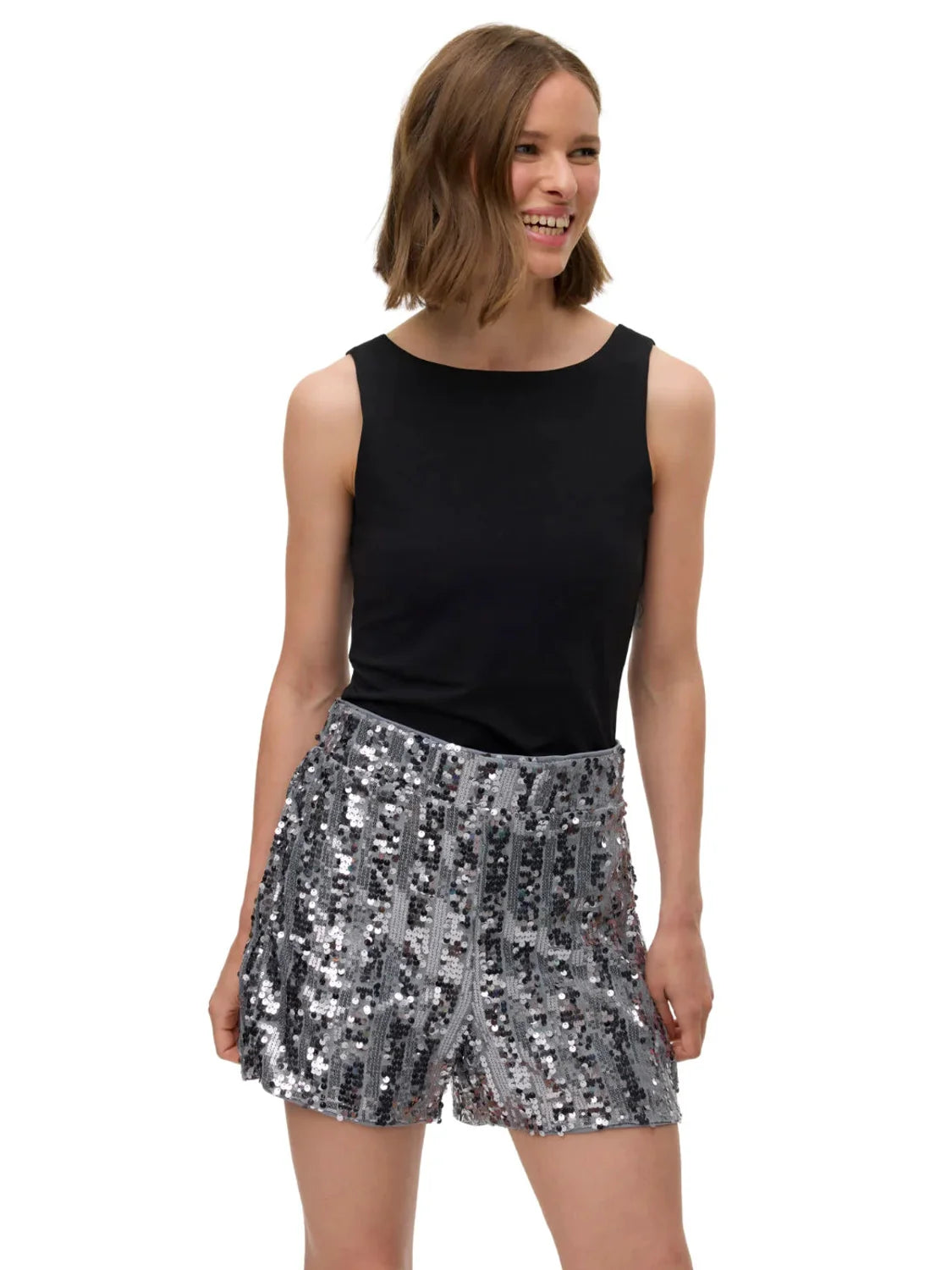 Shorts Lentejuelas Vero Moda Efa Plata | Bicos de Fío