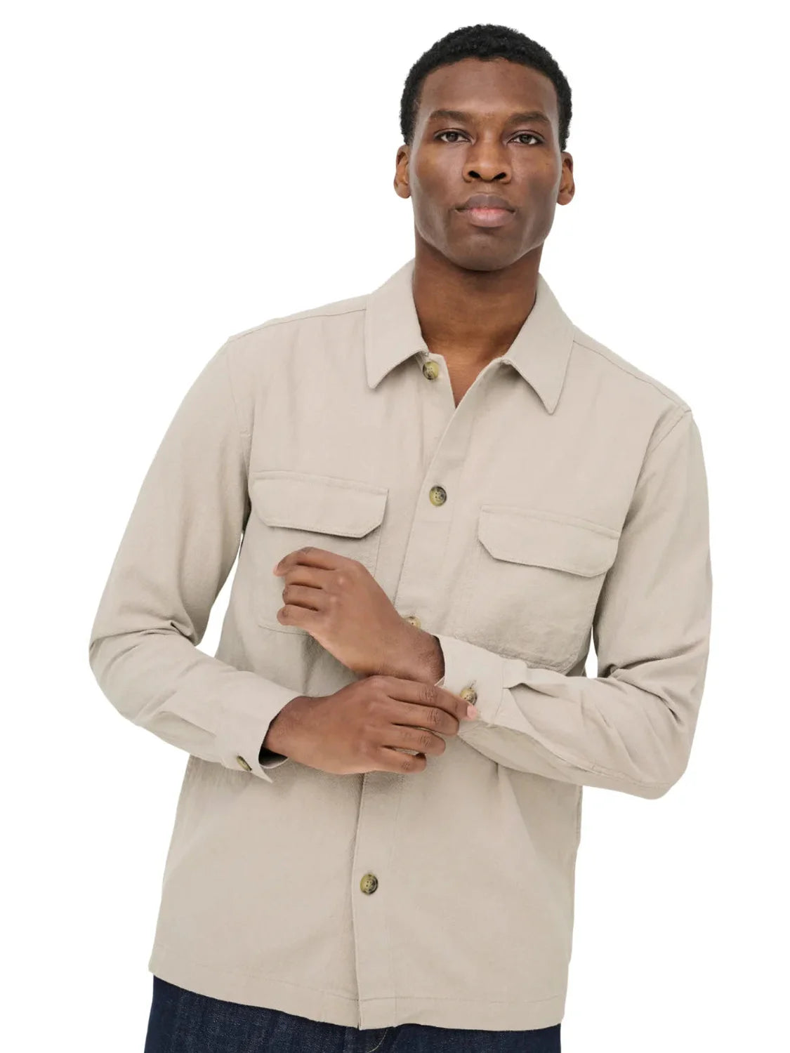 Sobrecamisa ONLY&SONS Colt Beige | Bicos de Fío