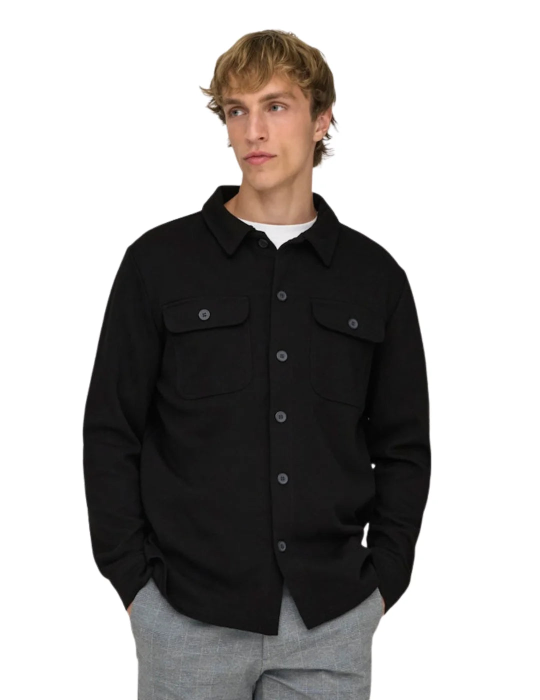 Sobrecamisa ONLY&SONS Newkodyl Negro | Bicos de Fío