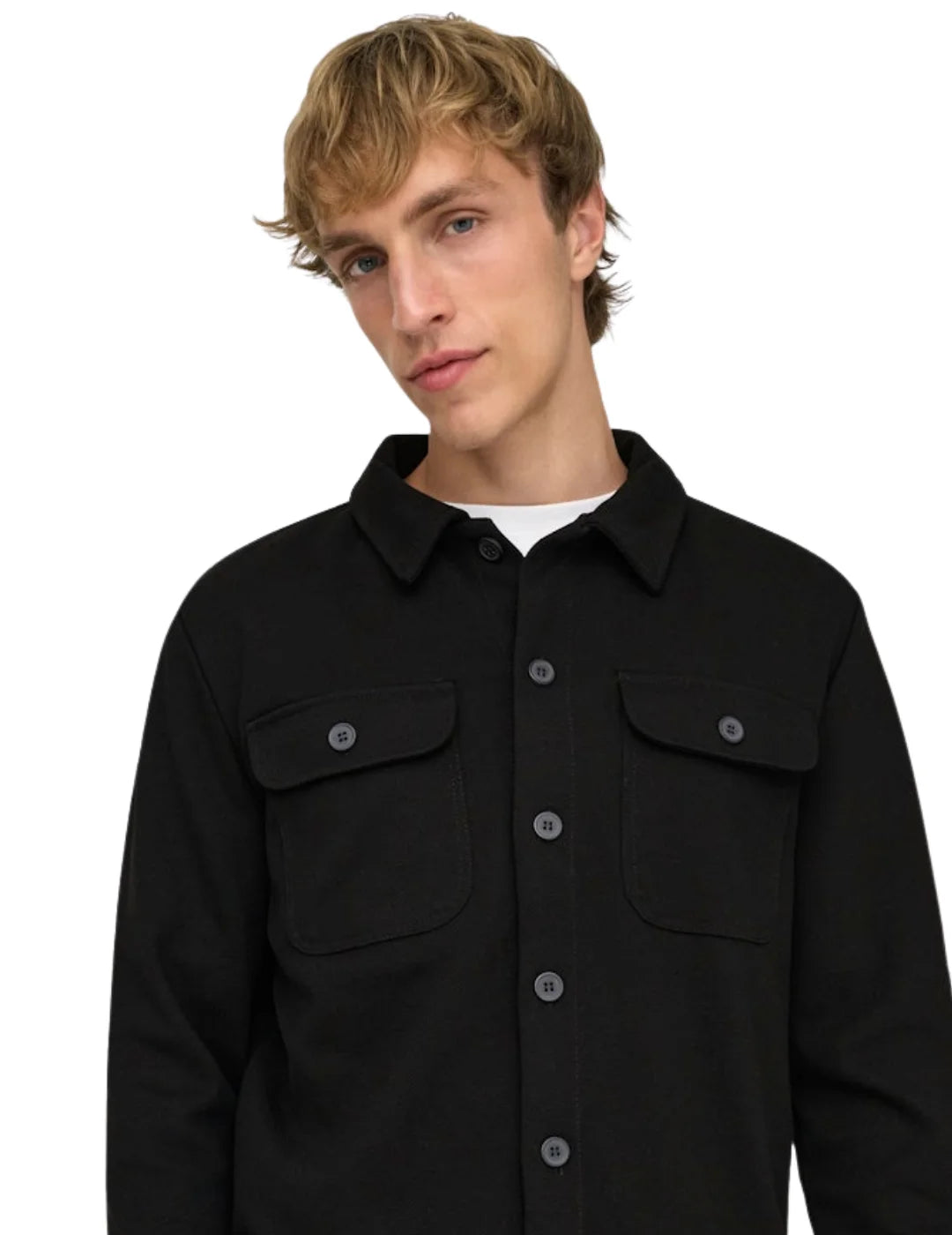 Sobrecamisa ONLY&SONS Newkodyl Negro | Bicos de Fío