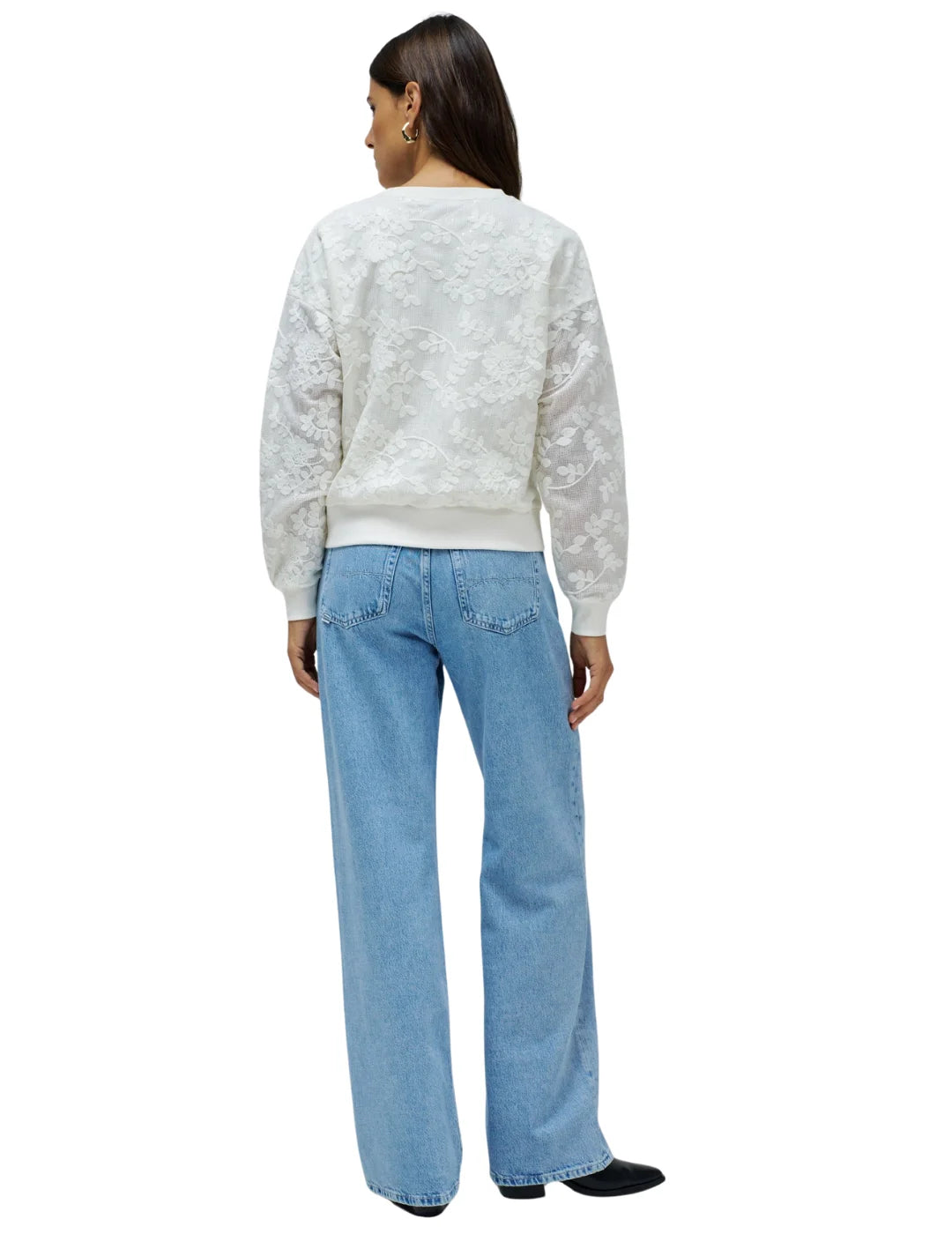 Sudadera Salsa Jeans Bordados Florales Crudo | Bicos de Fío