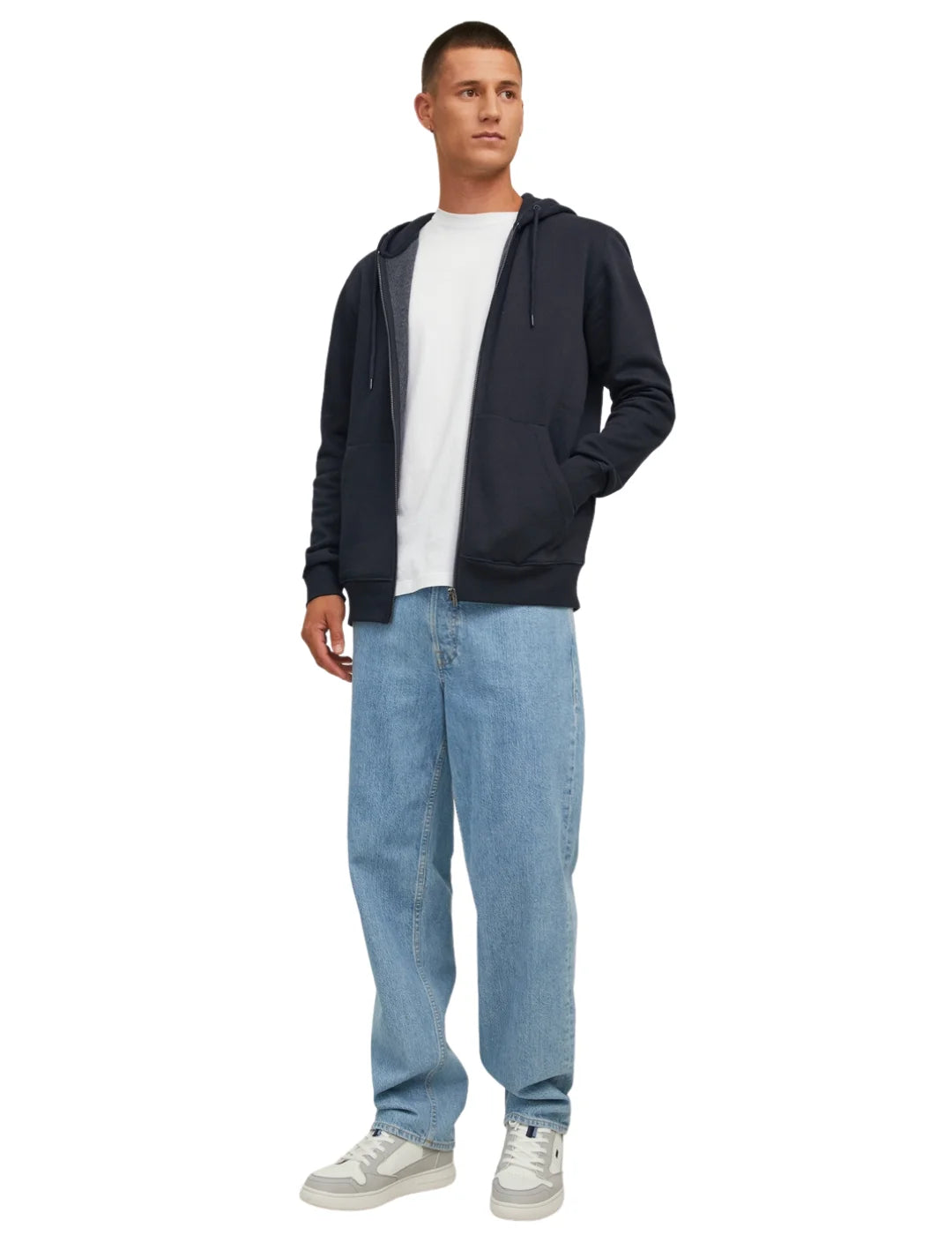 Sudadera Capucha Cremallera Jack&Jones Star Negro | Bicos de Fío