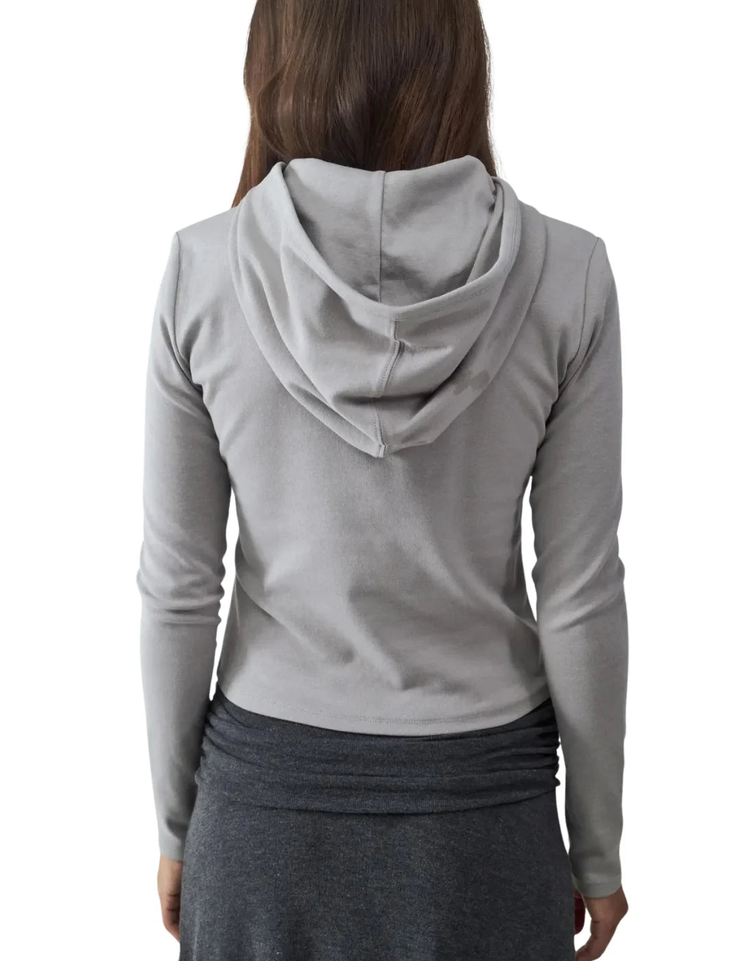 Sudadera Crop Capucha Botones BALMOHK Gris | Bicos de Fío