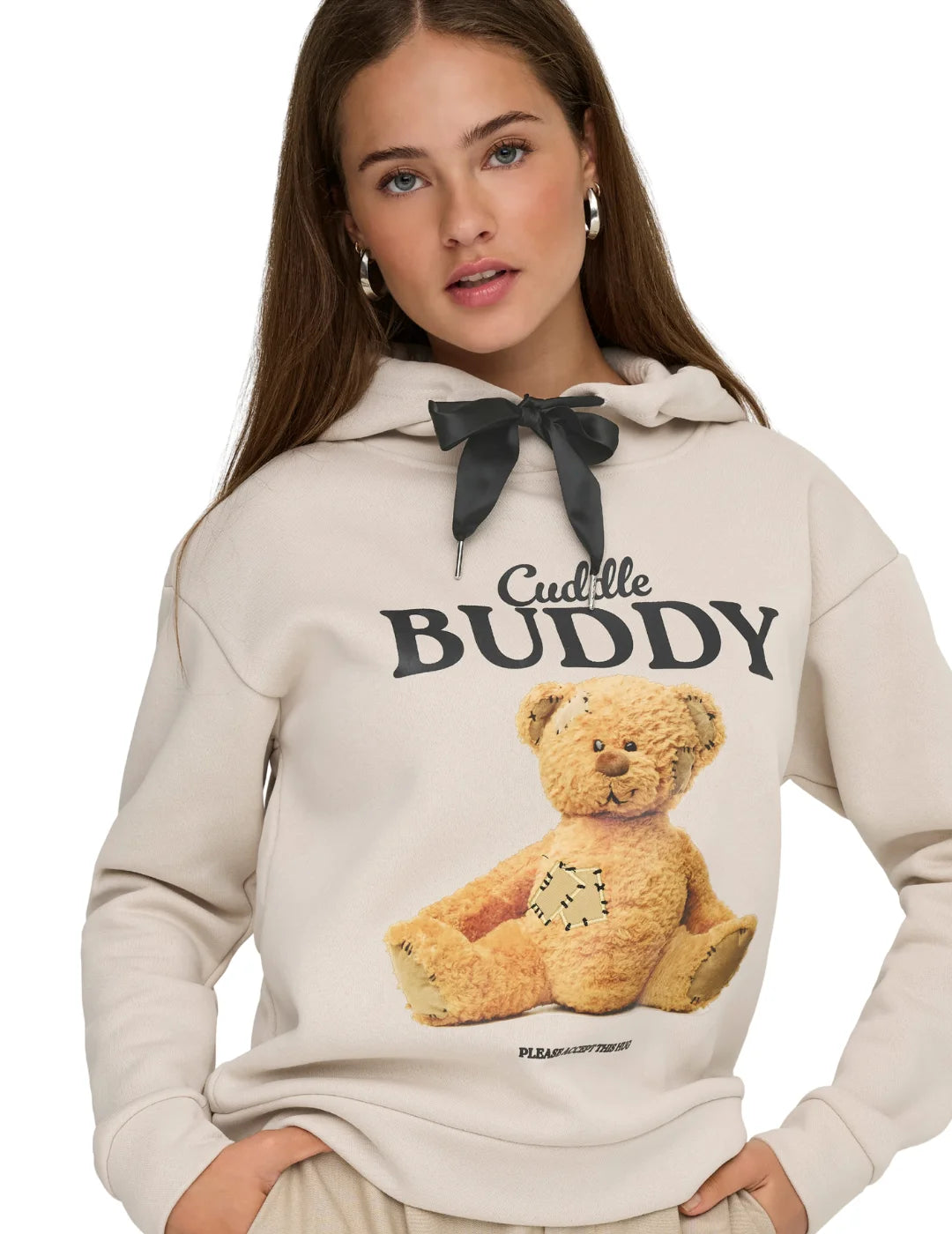 Sudadera Oso ONLY Ricky Beige | Bicos de Fío