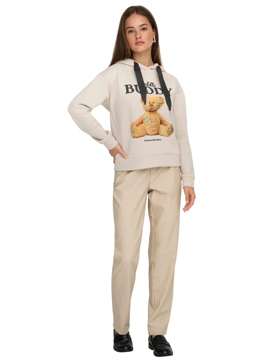 Sudadera Oso ONLY Ricky Beige | Bicos de Fío