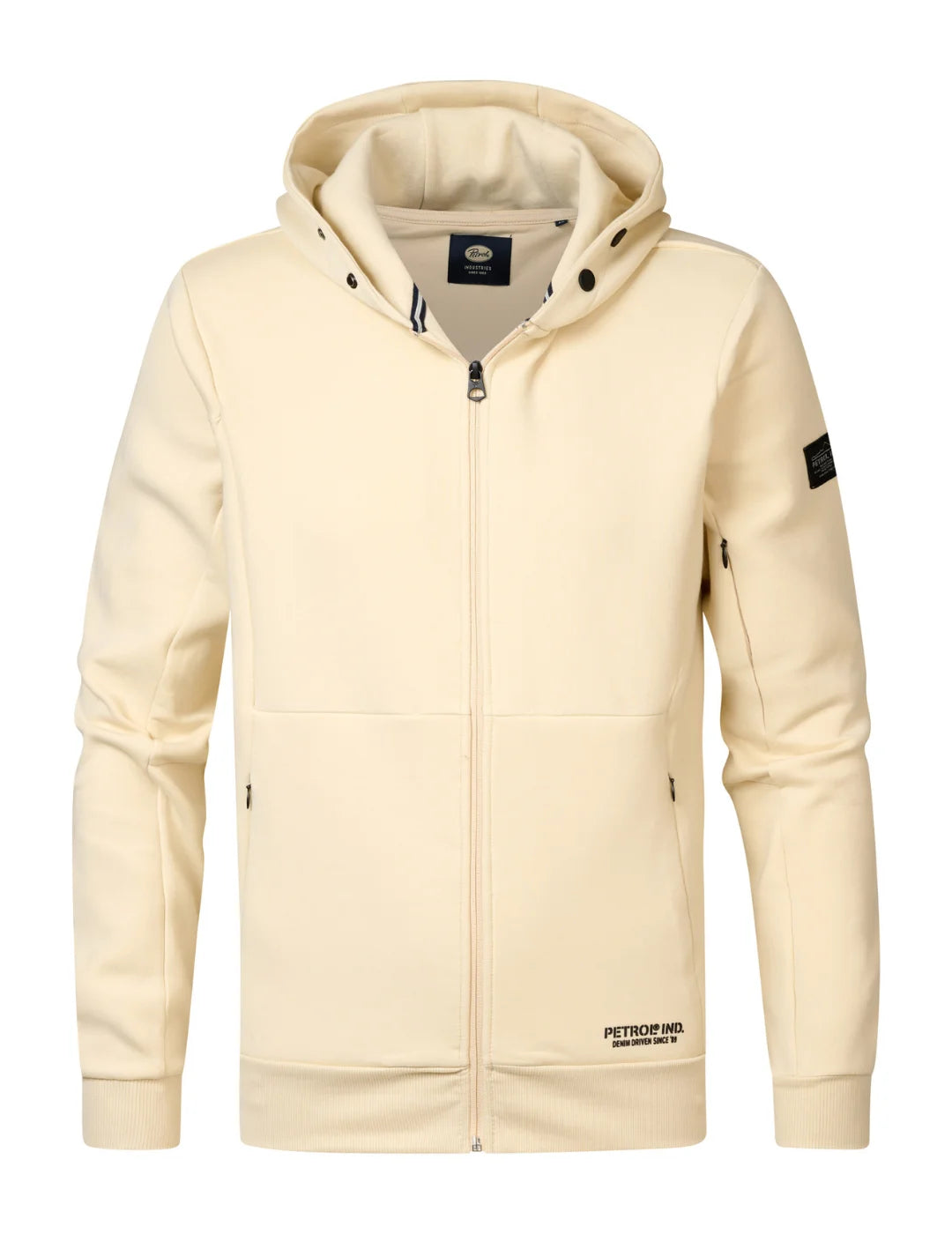 Sudadera Capucha Cremallera Petrol Industries Beige | Bicos de Fío