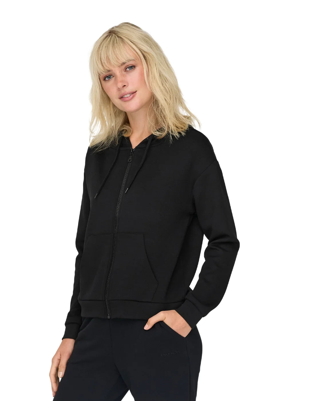 Sudadera Capucha ONLY PLAY Lounge Zip Negro | Bicos de Fío