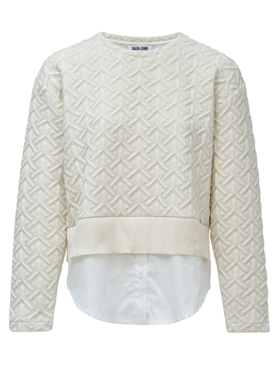 Sudadera Jacquard Lurex Salsa Jeans Beige | Bicos de Fío