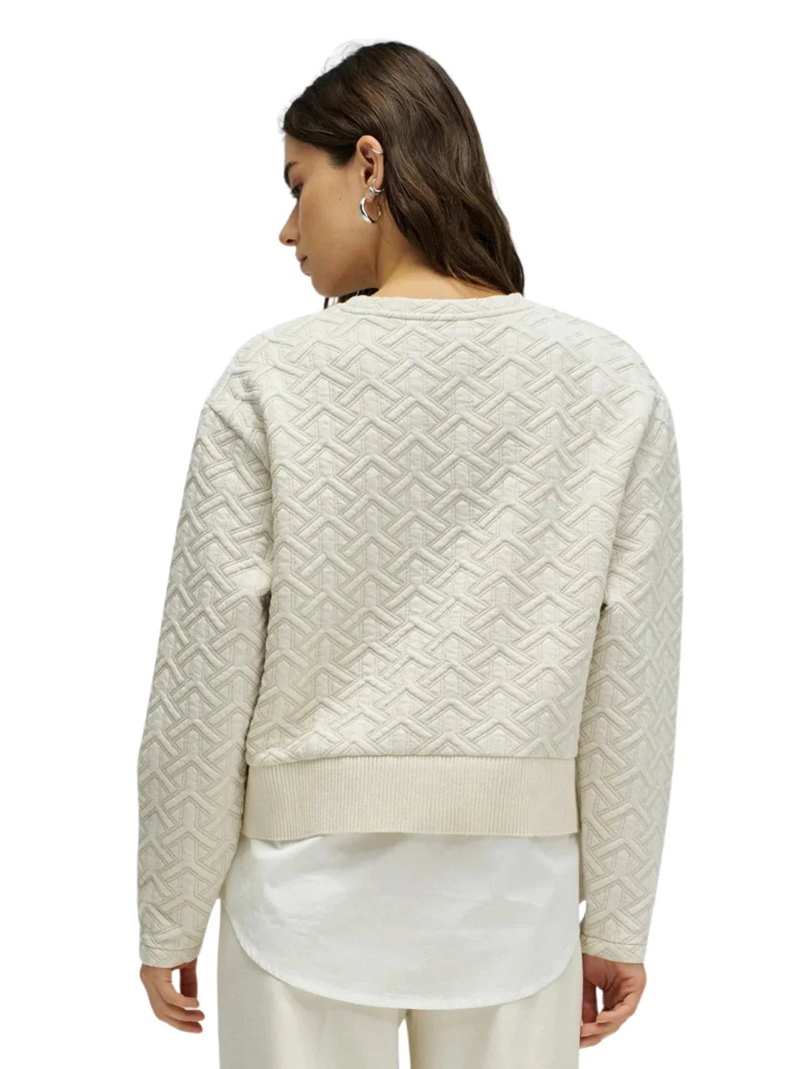 Sudadera Jacquard Lurex Salsa Jeans Beige | Bicos de Fío