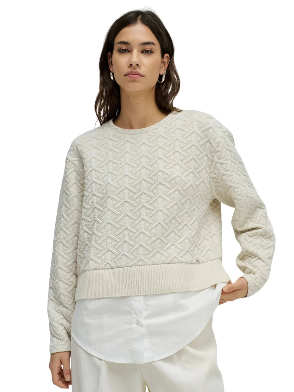 Sudadera Jacquard Lurex Salsa Jeans Beige | Bicos de Fío