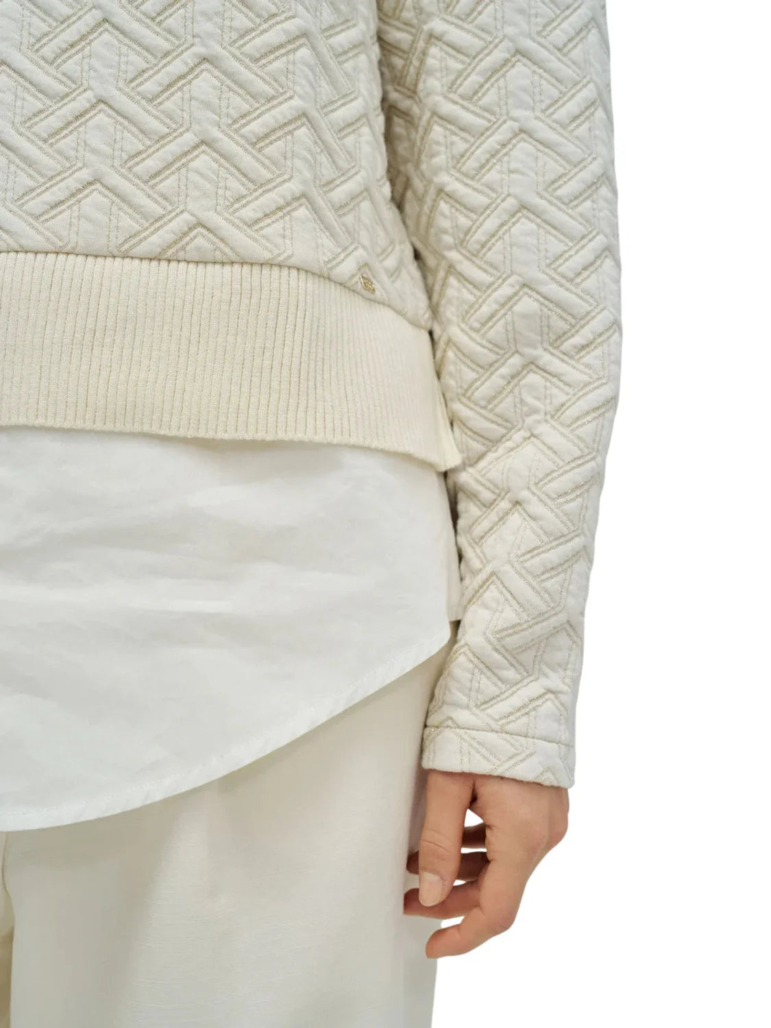Sudadera Jacquard Lurex Salsa Jeans Beige | Bicos de Fío