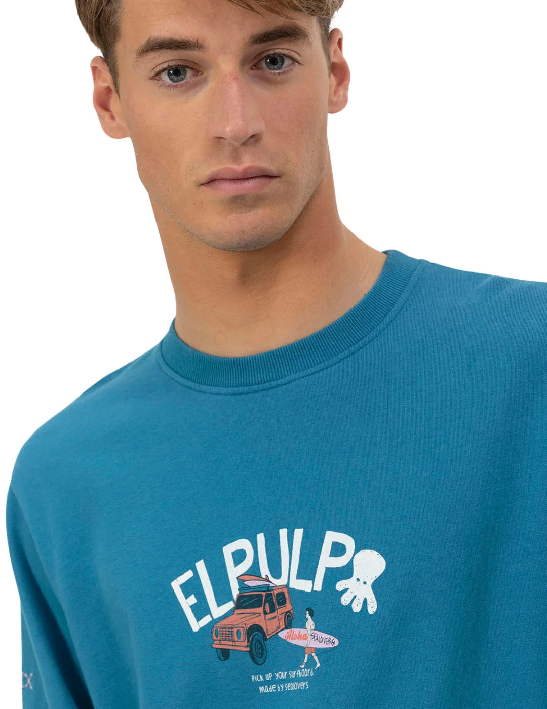 Sudadera El Pulpo Surfer Azul Zafiro | Bicos de Fío