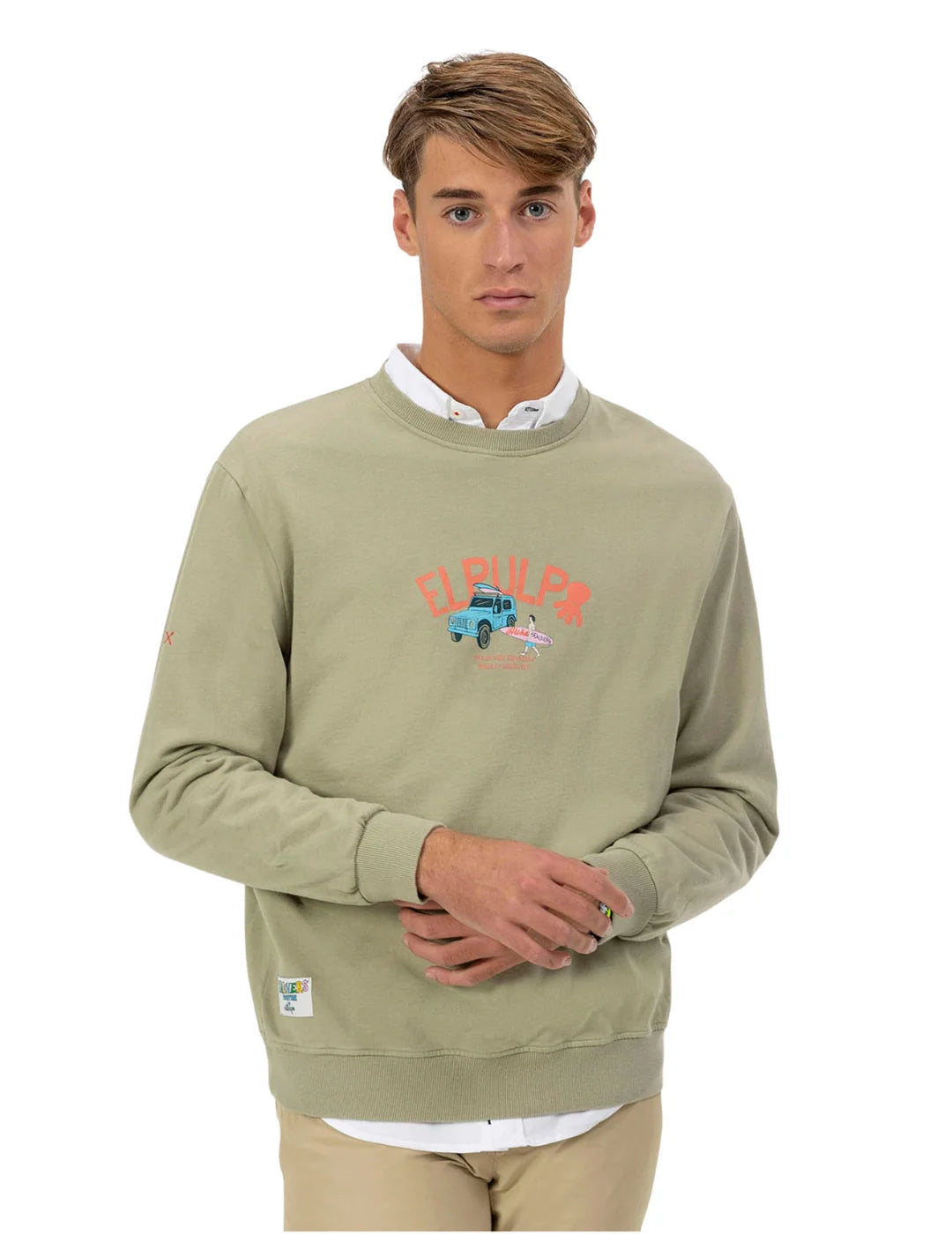 Sudadera El Pulpo Surfer Verde Khaki | Bicos de Fío