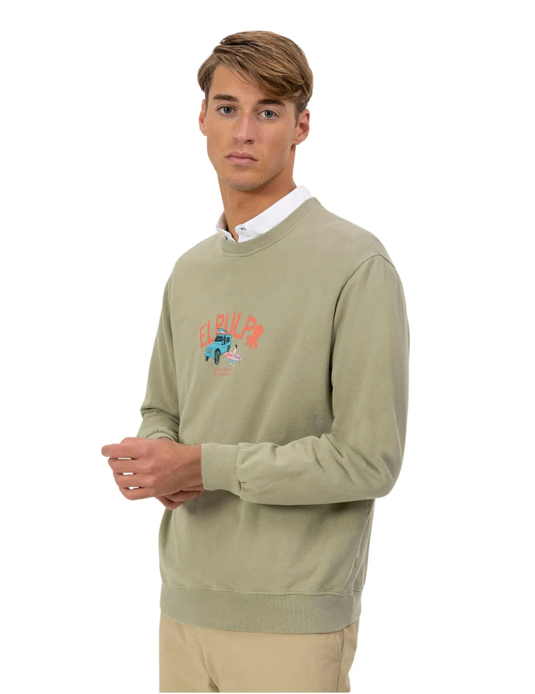Sudadera El Pulpo Surfer Verde Khaki | Bicos de Fío