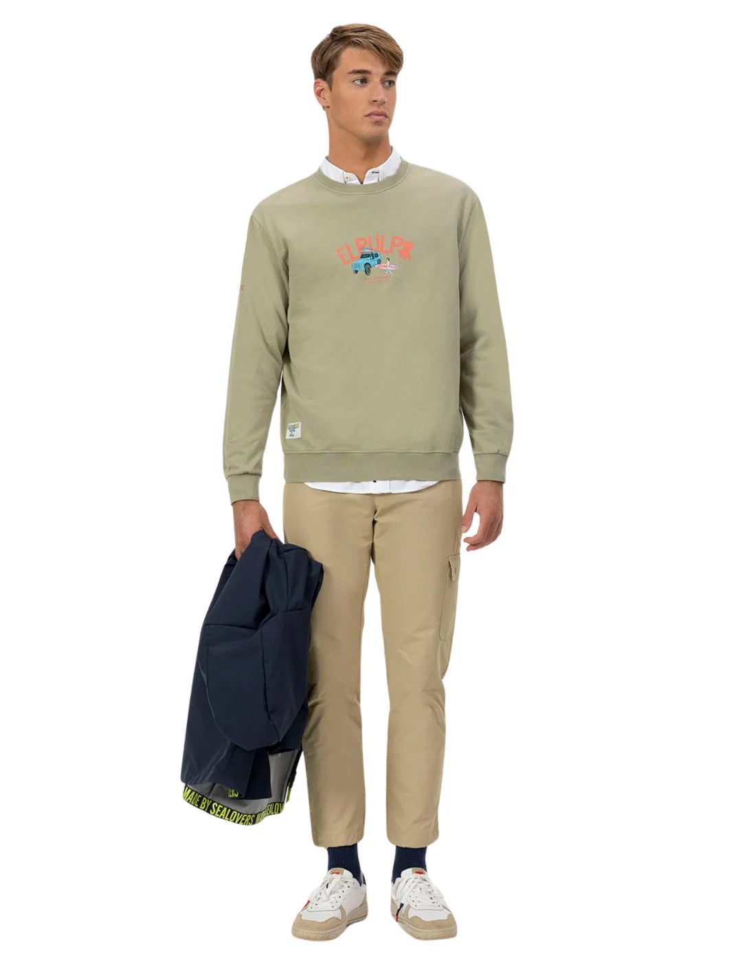Sudadera El Pulpo Surfer Verde Khaki | Bicos de Fío