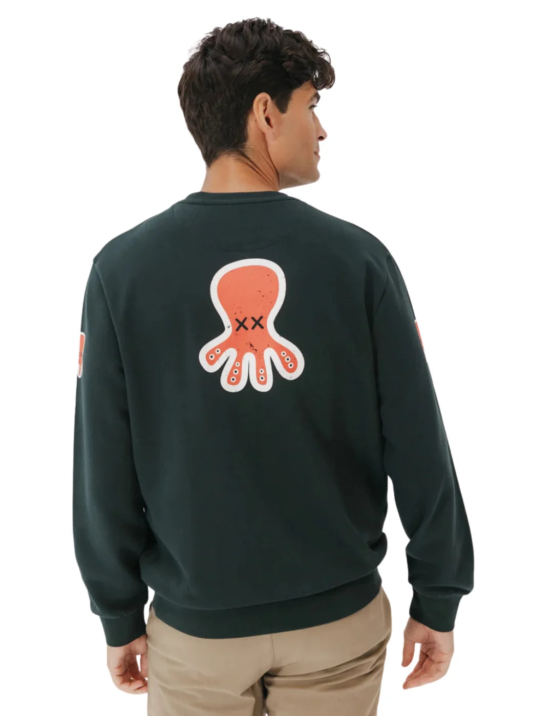 Sudadera El Pulpo Triple Logo Desgastado Verde | Bicos de Fío