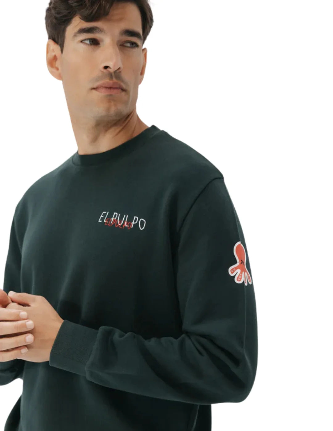 Sudadera El Pulpo Triple Logo Desgastado Verde | Bicos de Fío