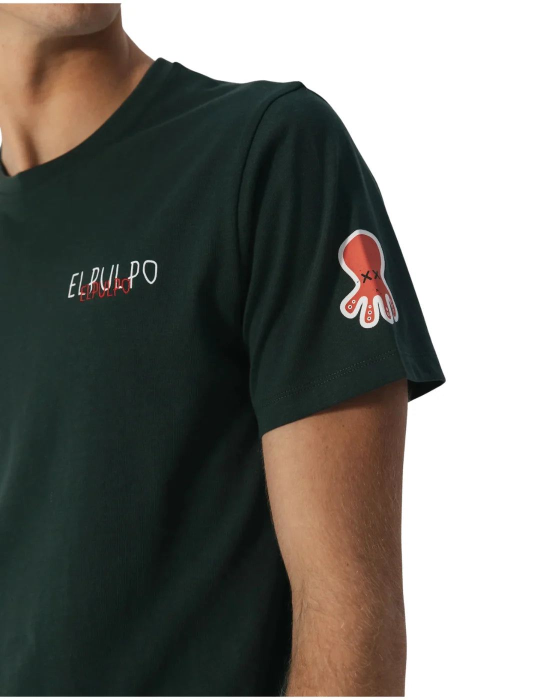 Camiseta El Pulpo Triple Logo Desgastado Verde | Bicos de Fío