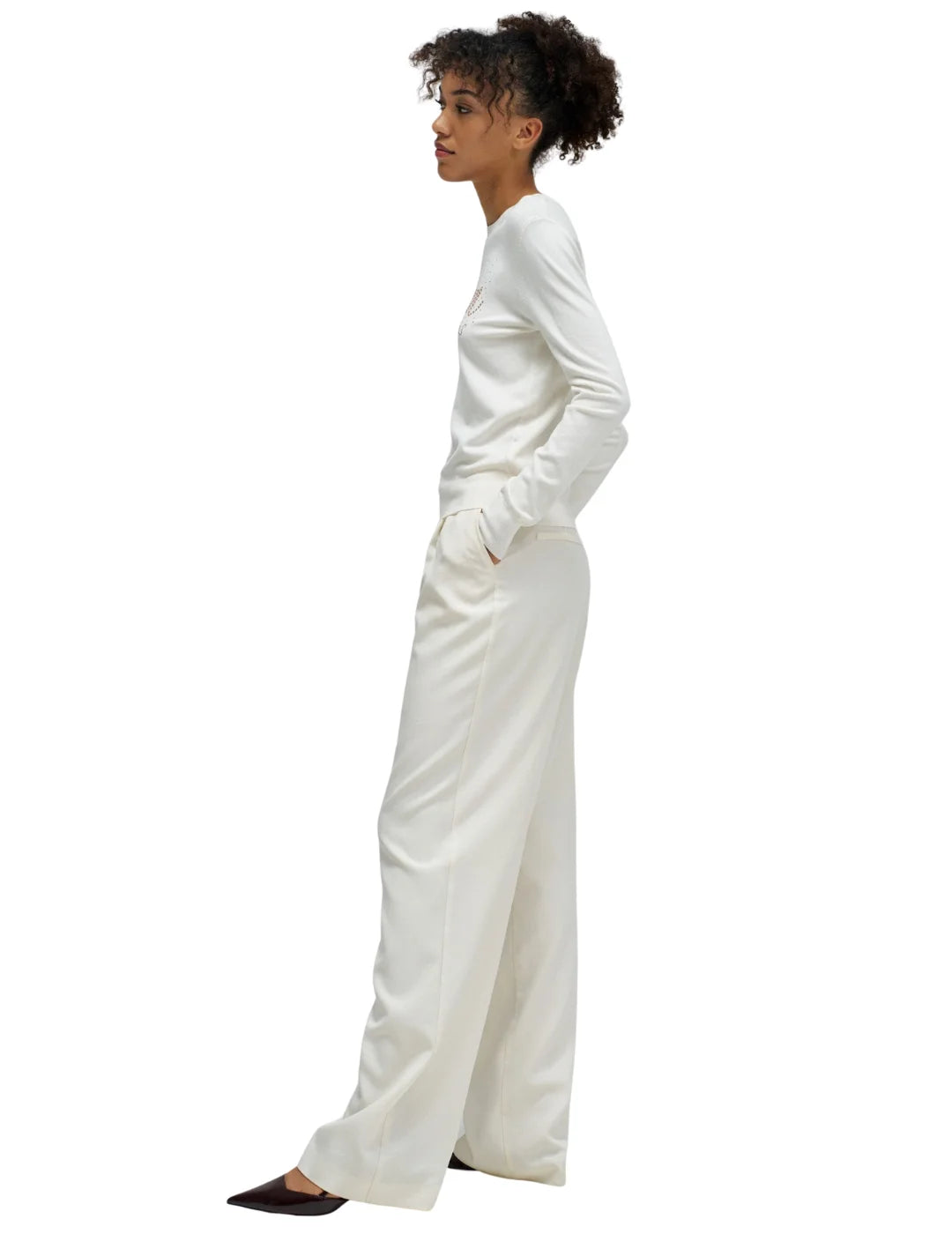 Sudadera Fina Salsa Jeans Blanco Perla | Bicos de Fío