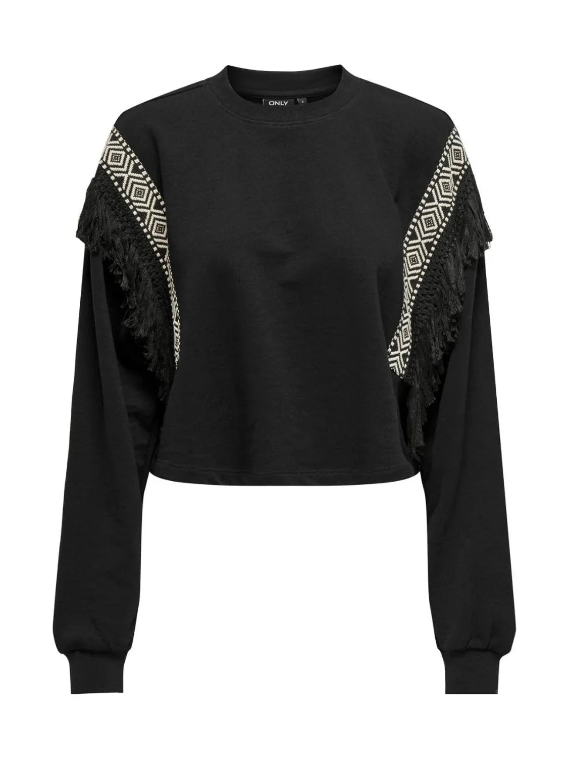 Sudadera Corta Flecos Only Onlnani Negro | Bicos de Fío