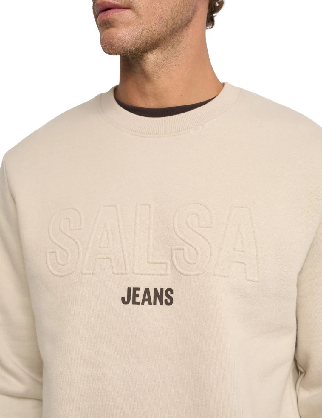 Sudadera Fleece Logo Salsa Jeans Beige | Bicos de Fío