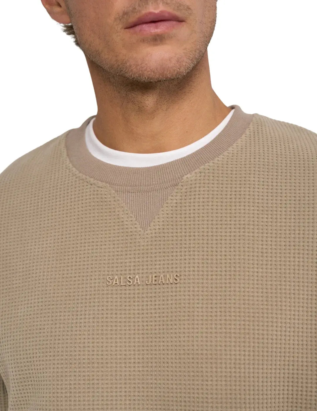 Sudadera Jacquard Salsa Jeans Beige | Bicos de Fío