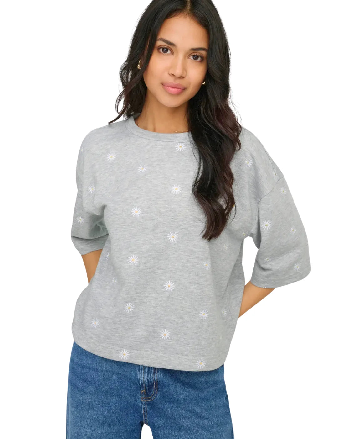 Sudadera Manga 3/4 ONLY Luna Gris | Bicos de Fío