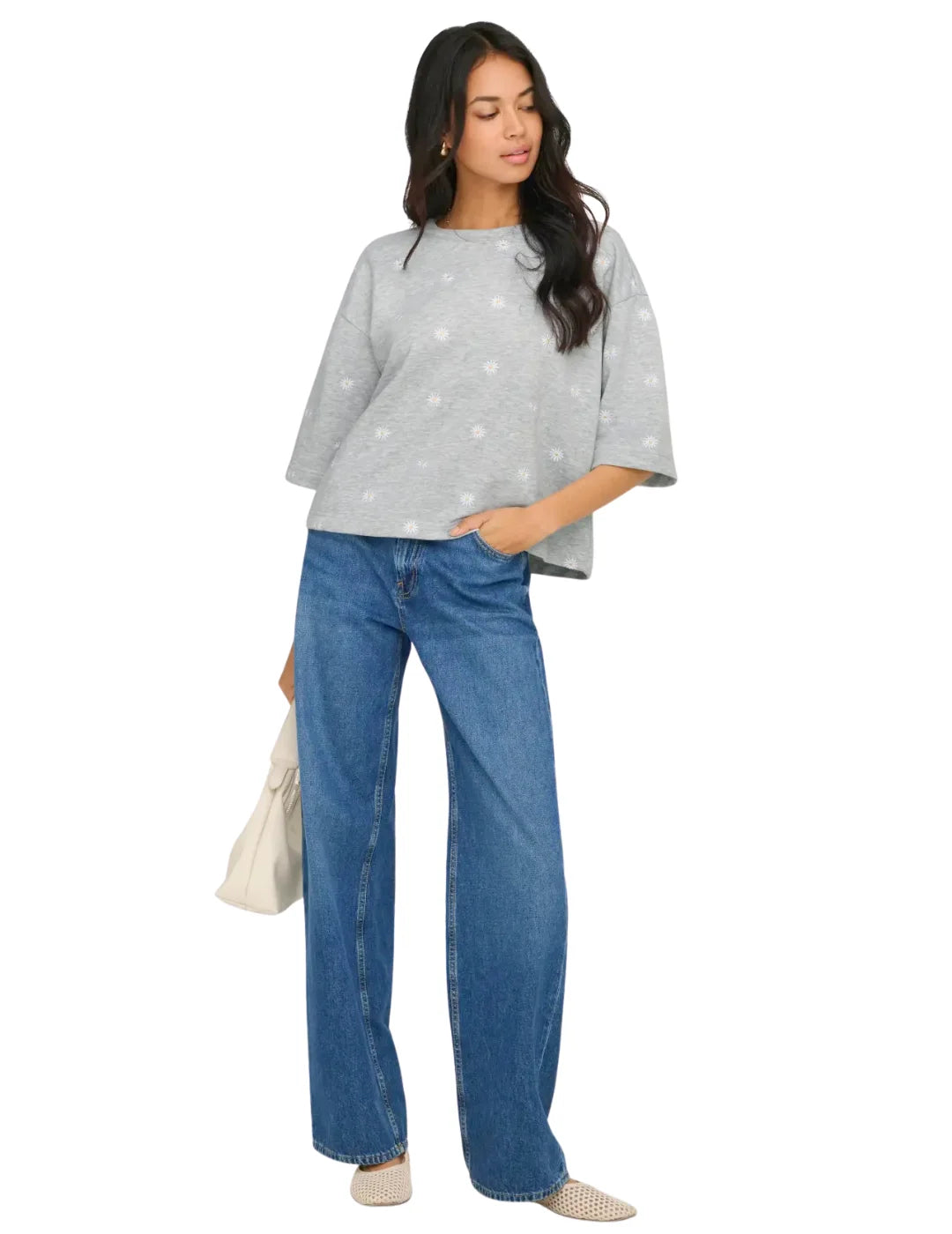 Sudadera Manga 3/4 ONLY Luna Gris | Bicos de Fío