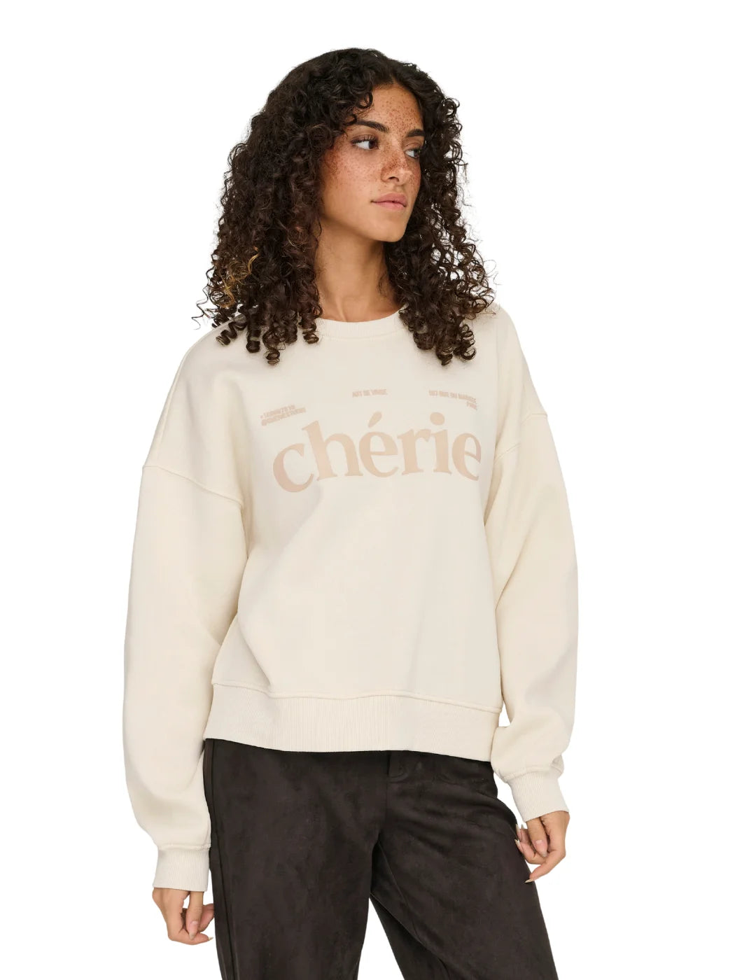 Sudadera ONLY Best Chérie Beige | Bicos de Fío