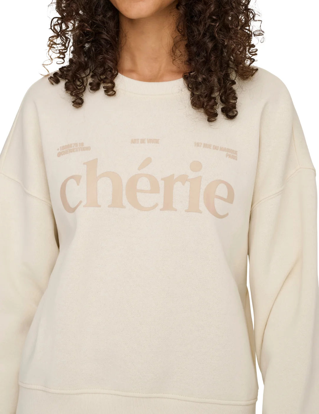 Sudadera ONLY Best Chérie Beige | Bicos de Fío