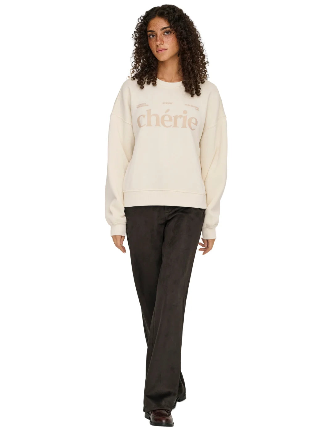 Sudadera ONLY Best Chérie Beige | Bicos de Fío