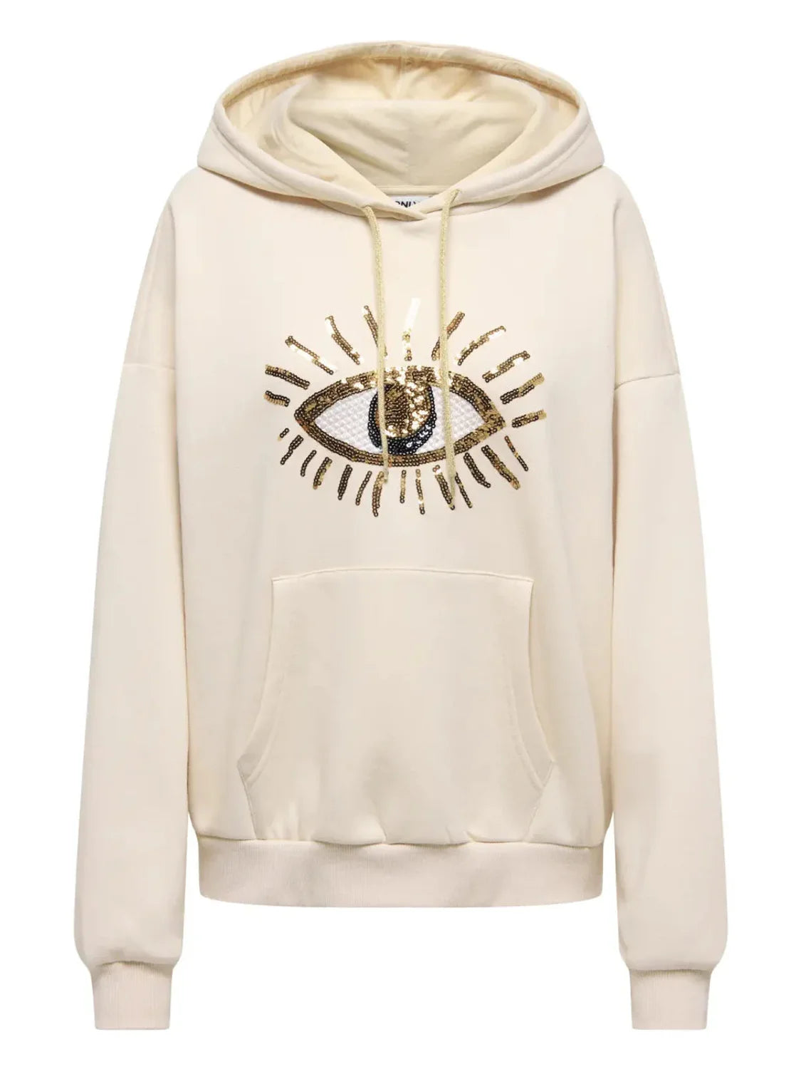 Sudadera ONLY Daze Sequins Beige | Bicos de Fío