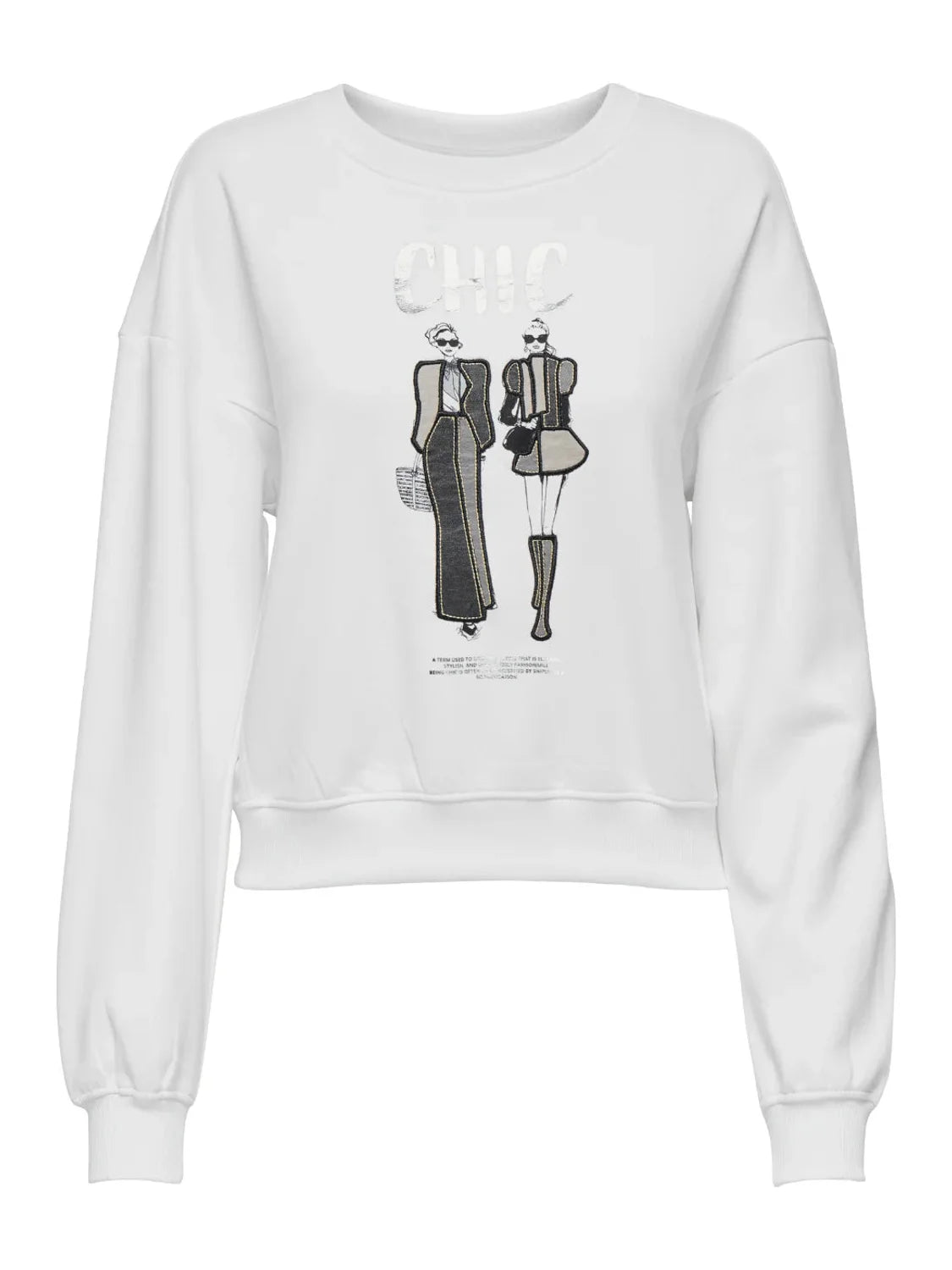 Sudadera ONLY Emily Chic Blanco | Bicos de Fío