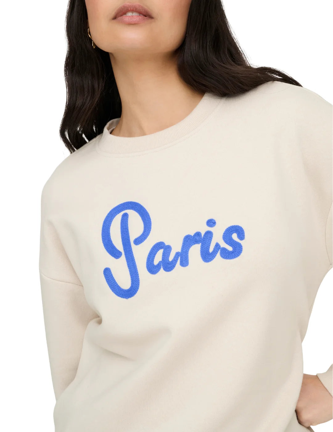 Sudadera ONLY Fie Paris Beige | Bicos de Fío