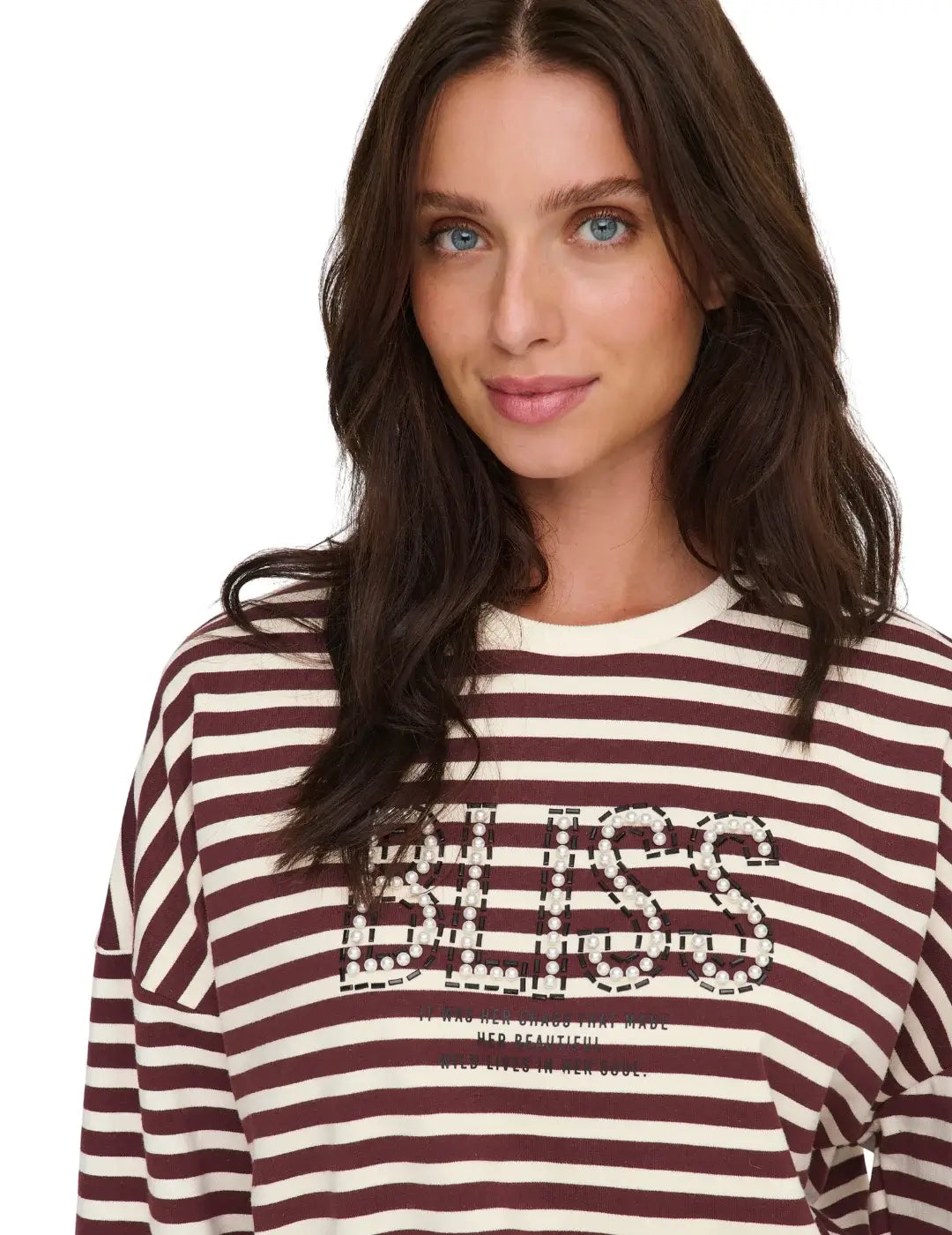 Sudadera Rayas ONLY Liza Burdeos | Bicos de Fío