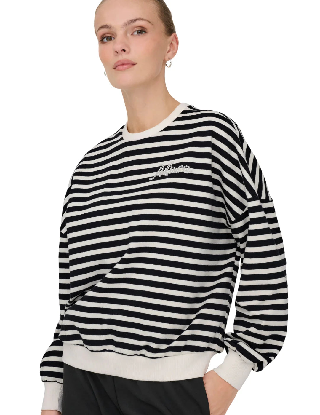 Sudadera Rayas ONLY Liza Negro | Bicos de Fío