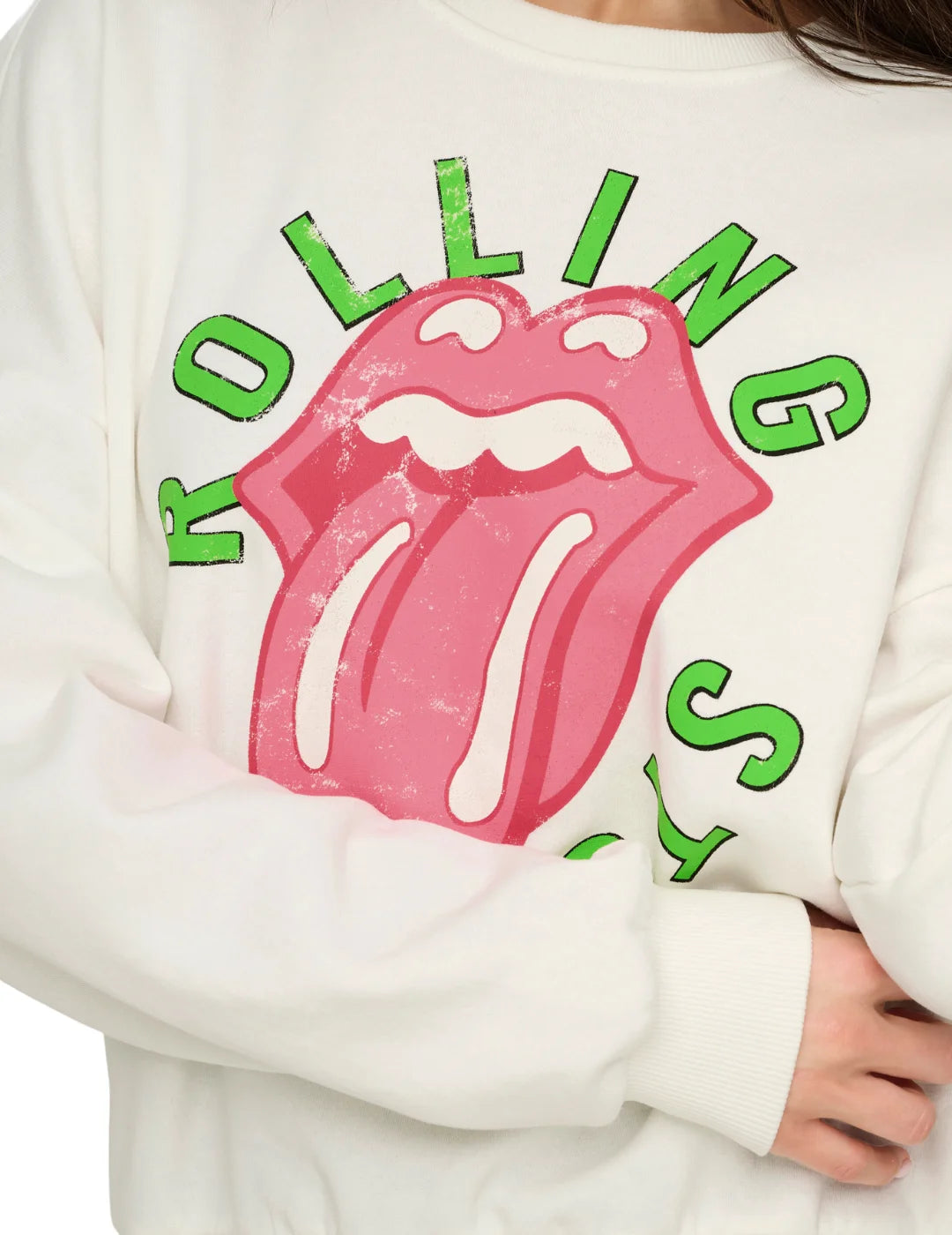Sudadera ONLY Rolling Stones Blanco | Bicos de Fío