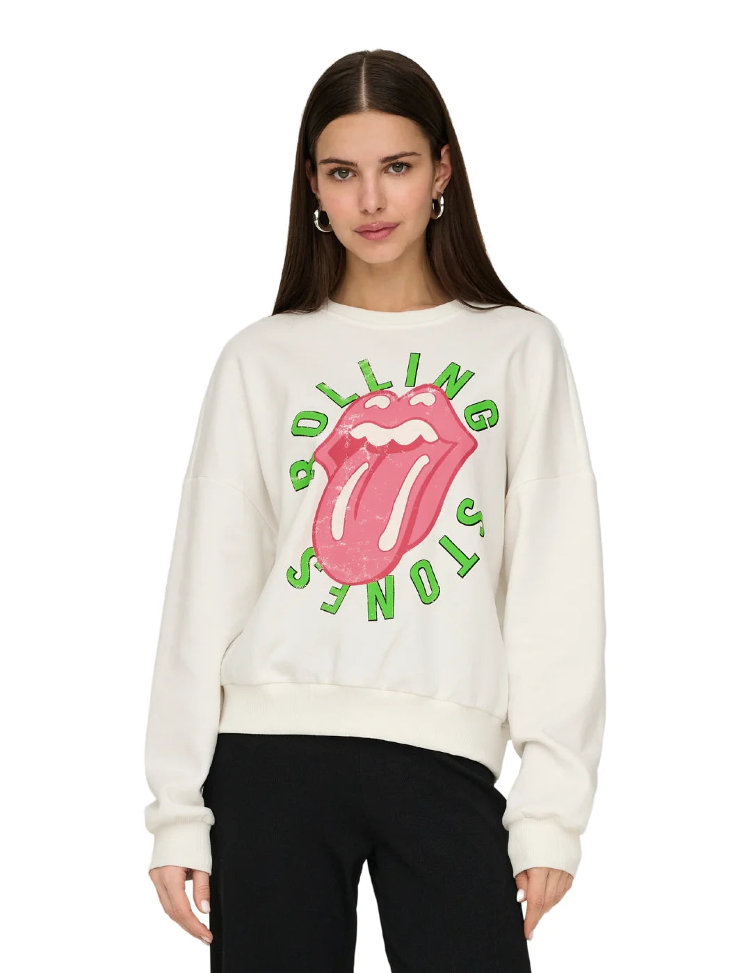 Sudadera ONLY Rolling Stones Blanco | Bicos de Fío