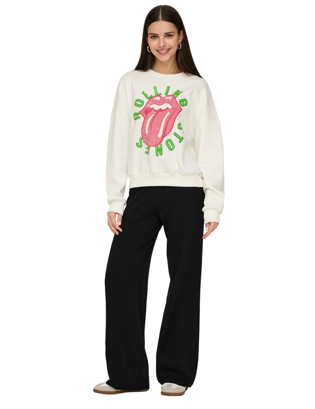 Sudadera ONLY Rolling Stones Blanco | Bicos de Fío