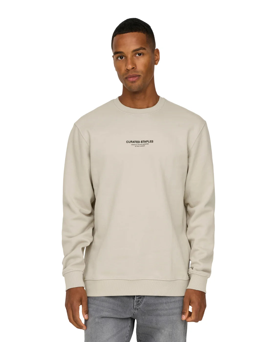 Sudadera ONLY&SONS Curated Beige | Bicos de Fío