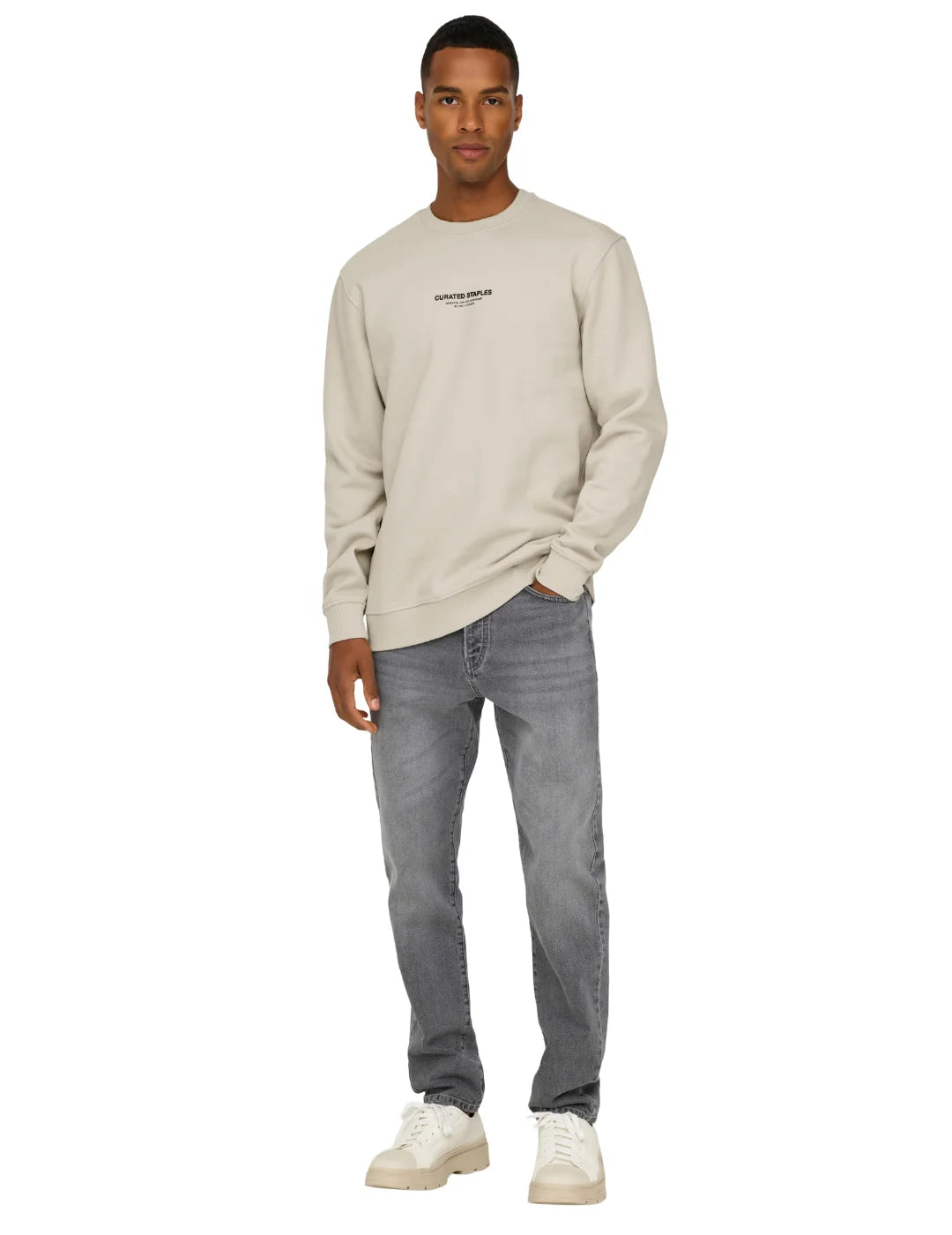 Sudadera ONLY&SONS Curated Beige | Bicos de Fío