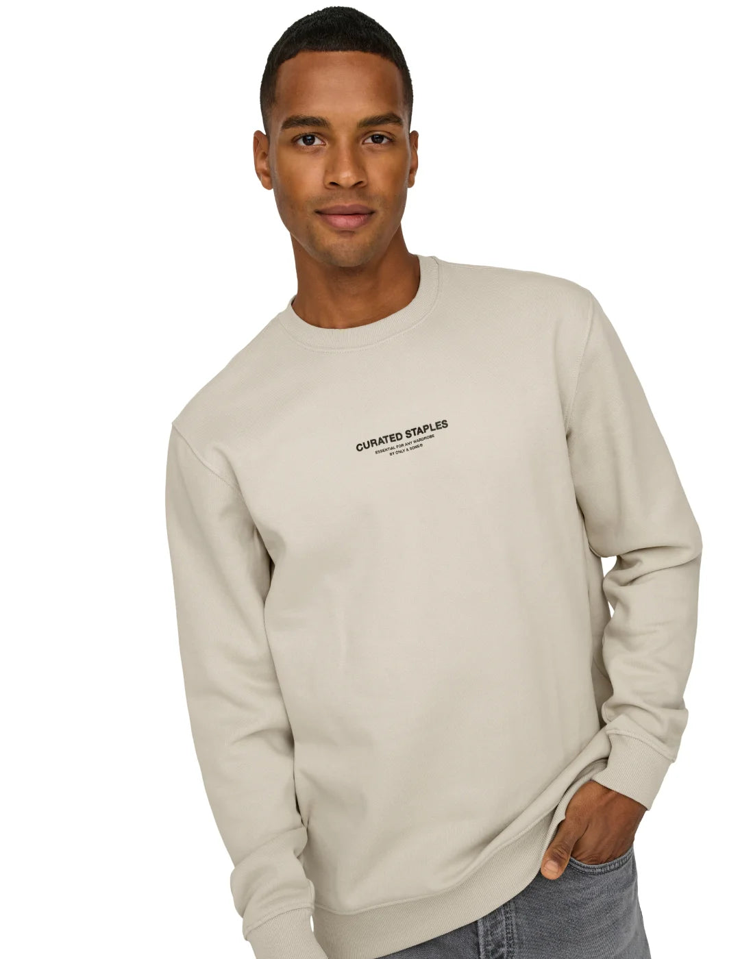 Sudadera ONLY&SONS Curated Beige | Bicos de Fío